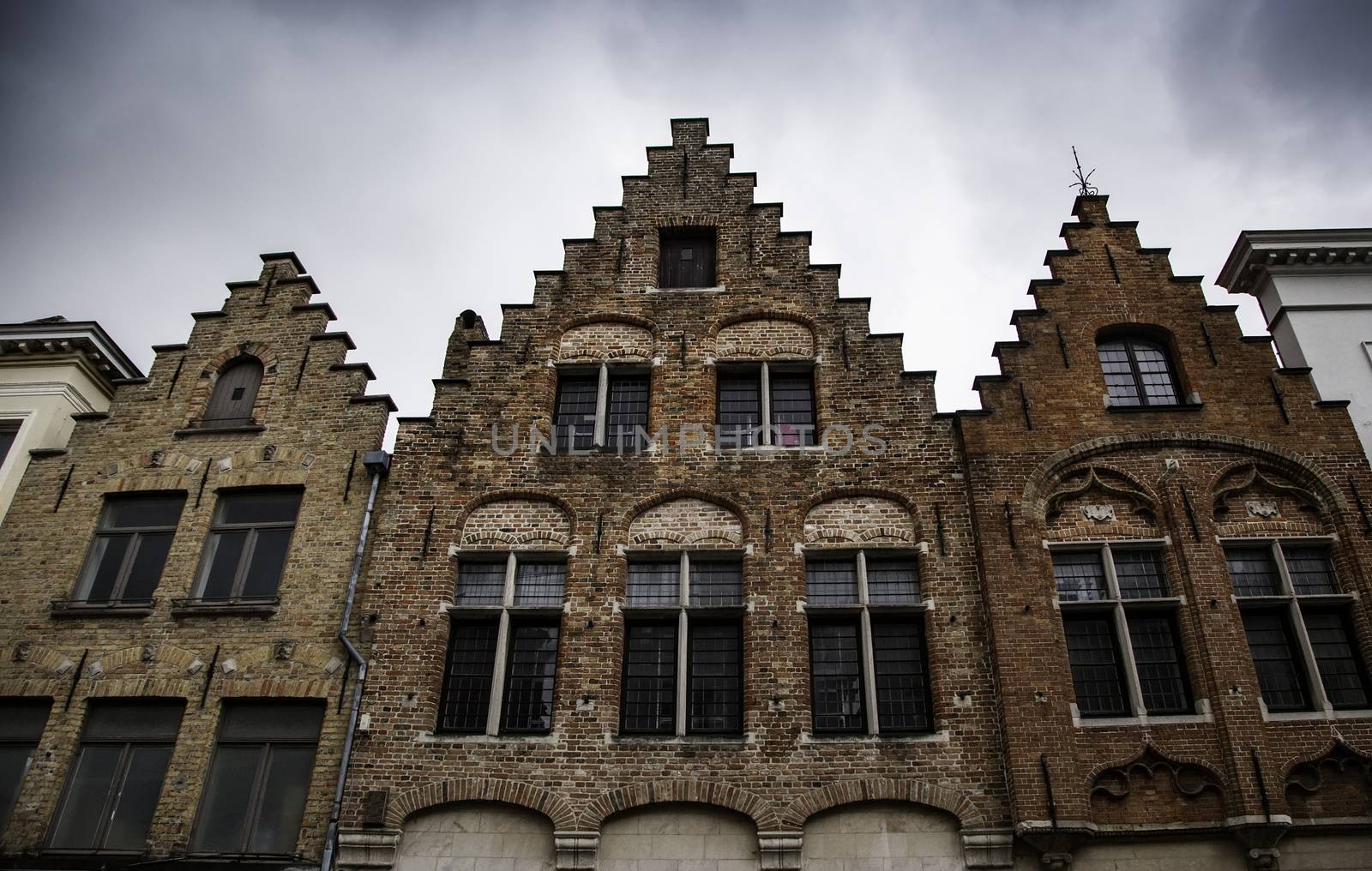 Old houses of Bruges, detail of medieval city, Belgium, Europe