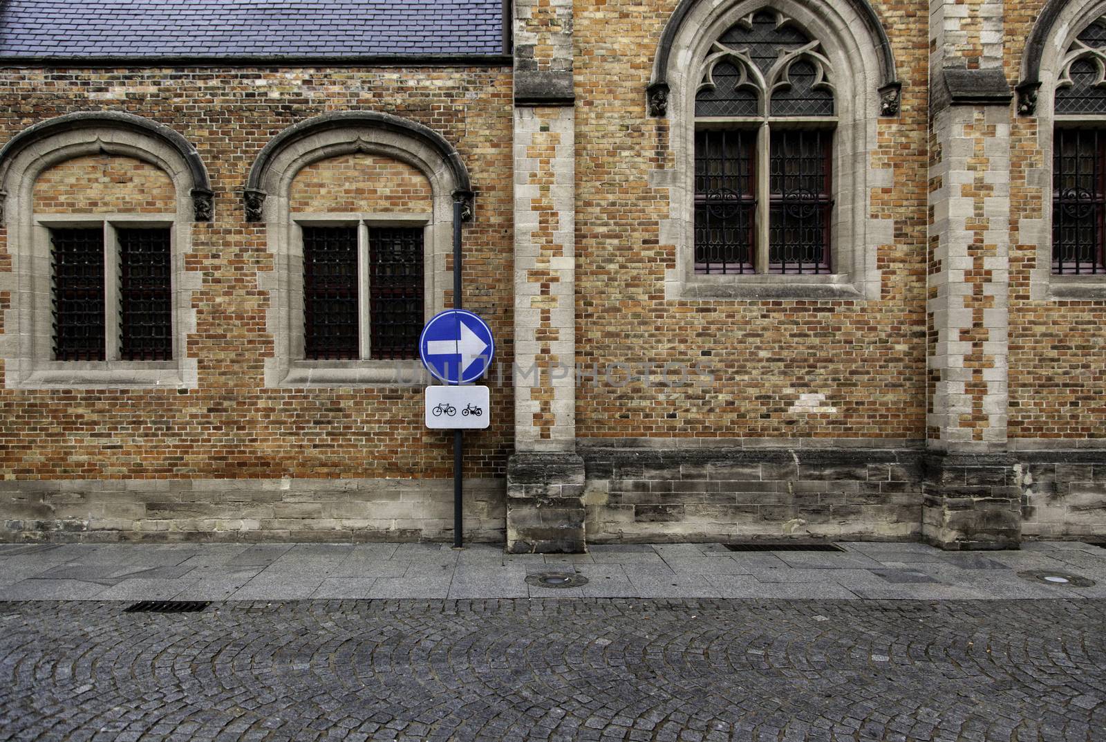 Typical bicycle in Bruges, detail of transport in town, tourism and exploration of the city