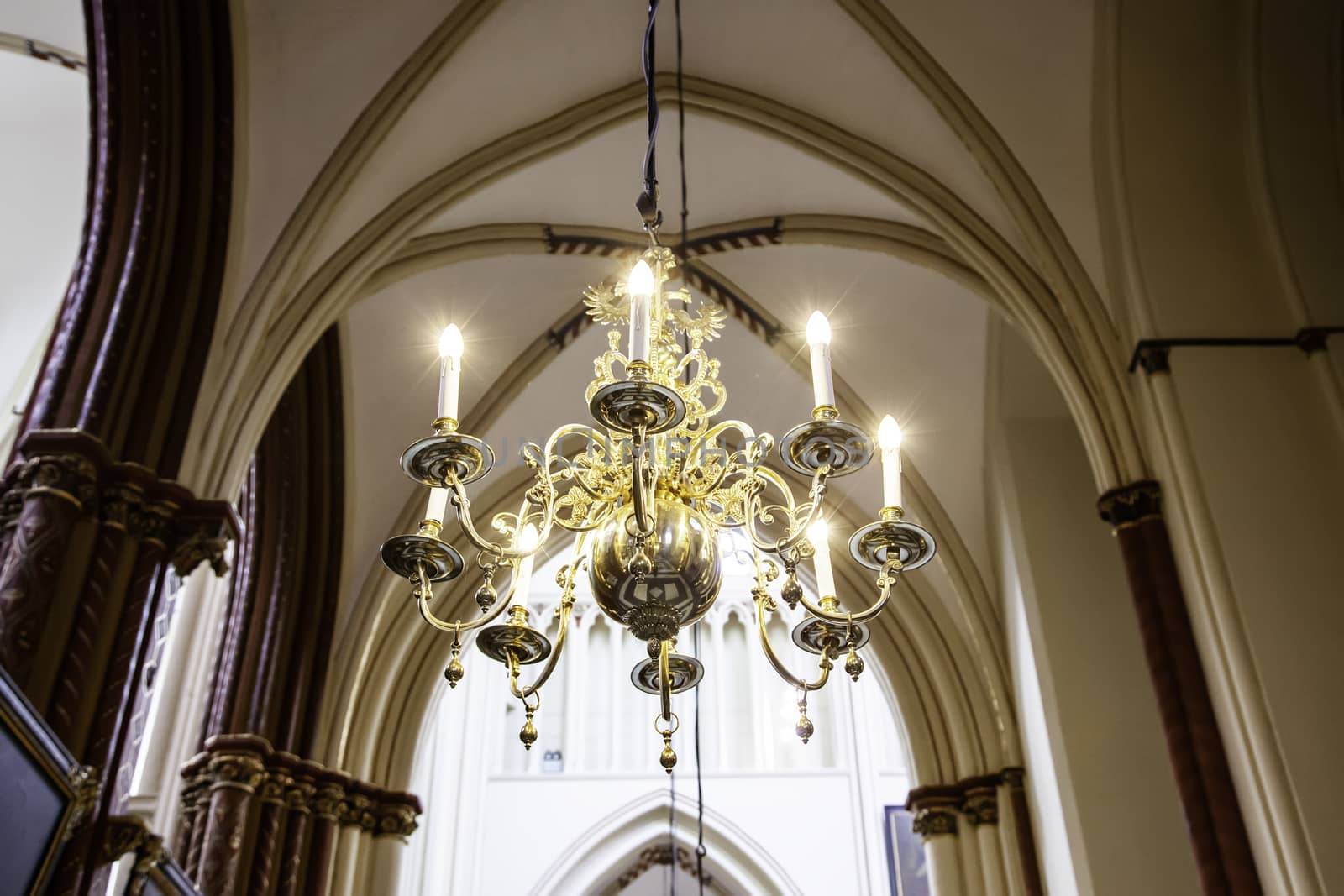 Antique chandelier, detail of interior lighting, decoration
