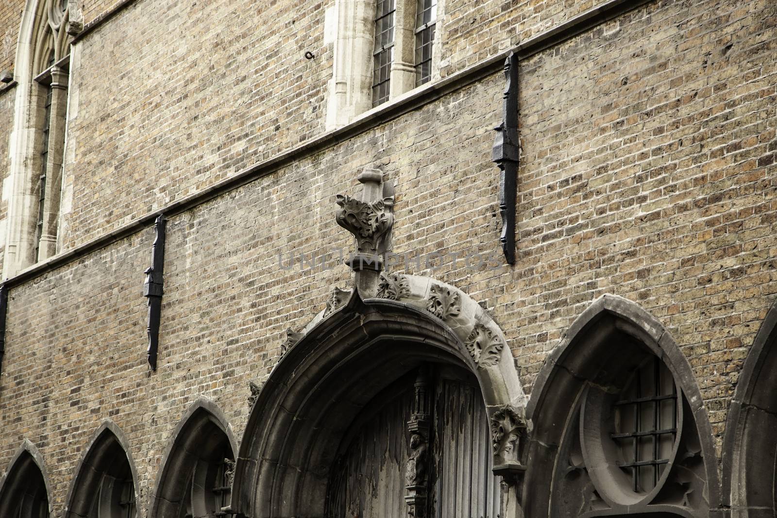 House typical of bruges, detail of medieval houses, tourism in Belgium, Europe