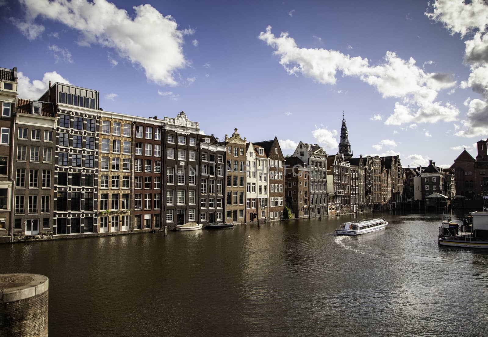 Houses in Amsterdam, detail of Dutch city, tourism