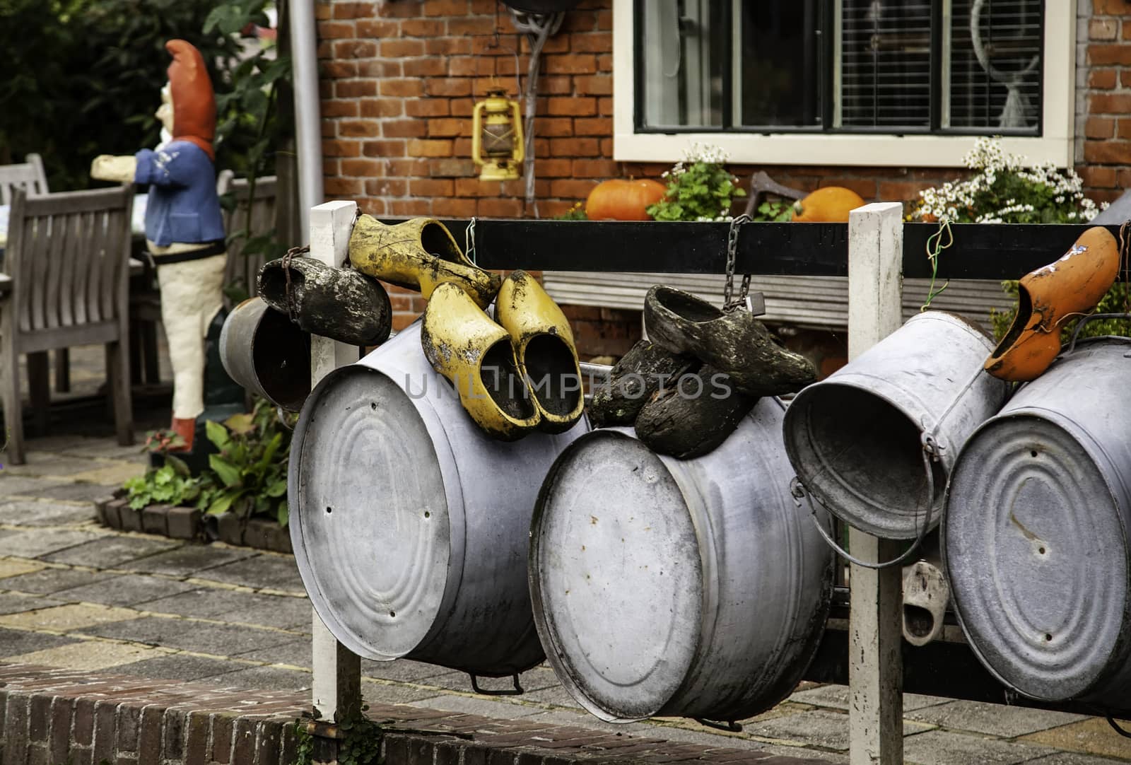 Dutch wooden clogs, wooden shoe detail