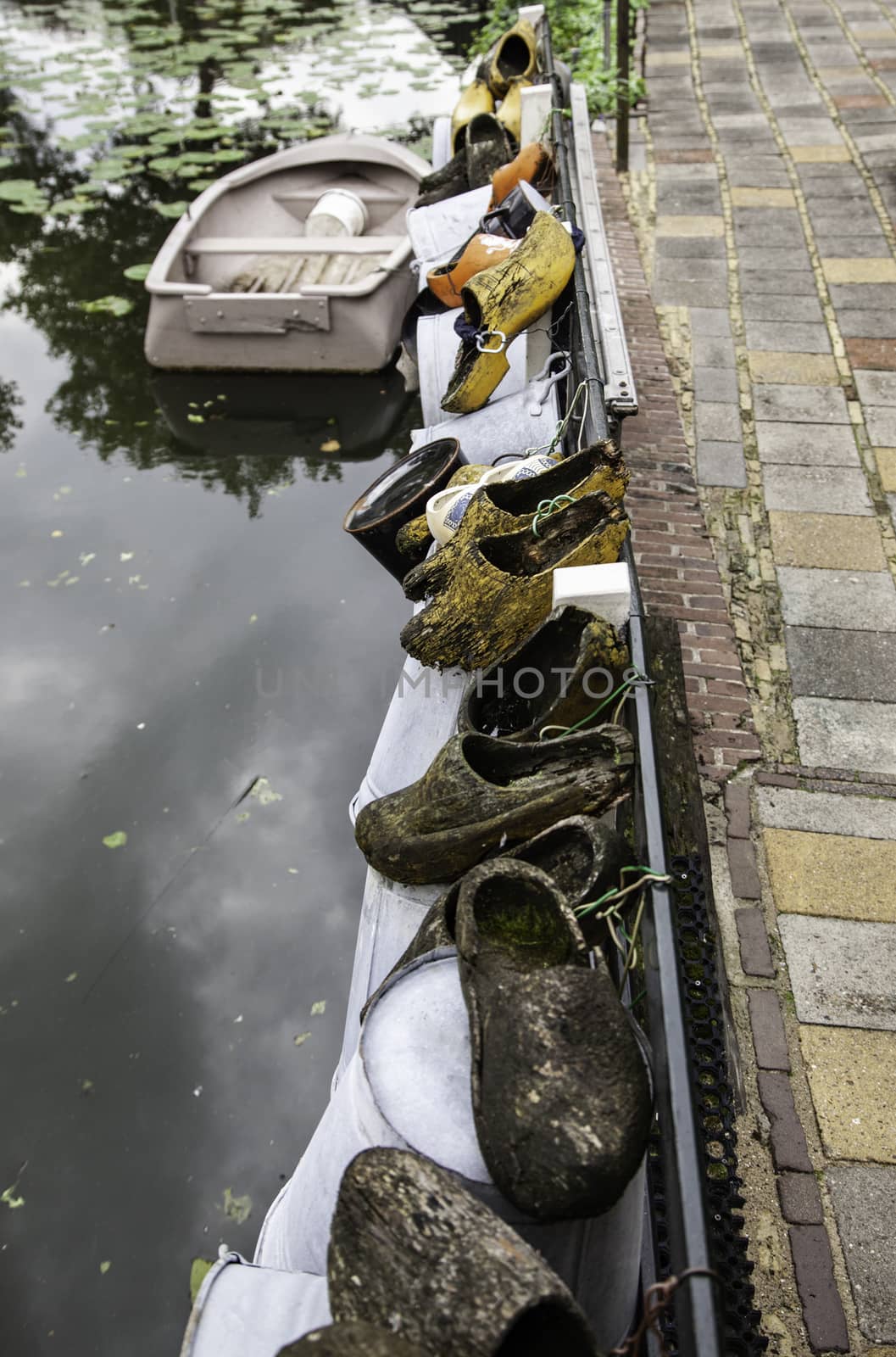 Dutch wooden clogs, wooden shoe detail