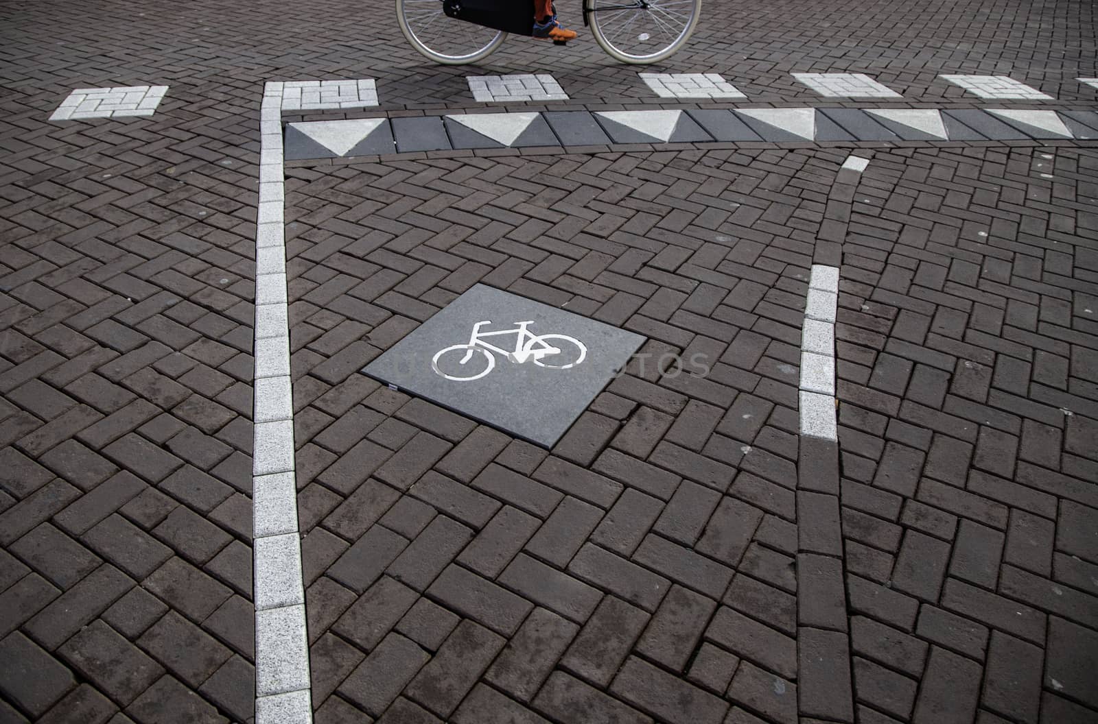 Bicycle signal on the asphalt, transportation detail, information