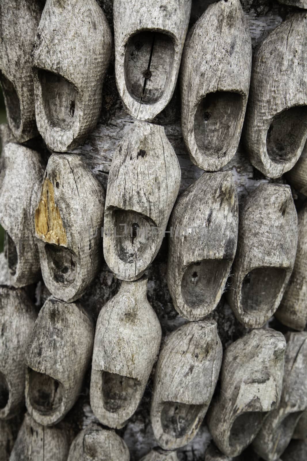Traditional Dutch wooden clogs, traditional shoe detail