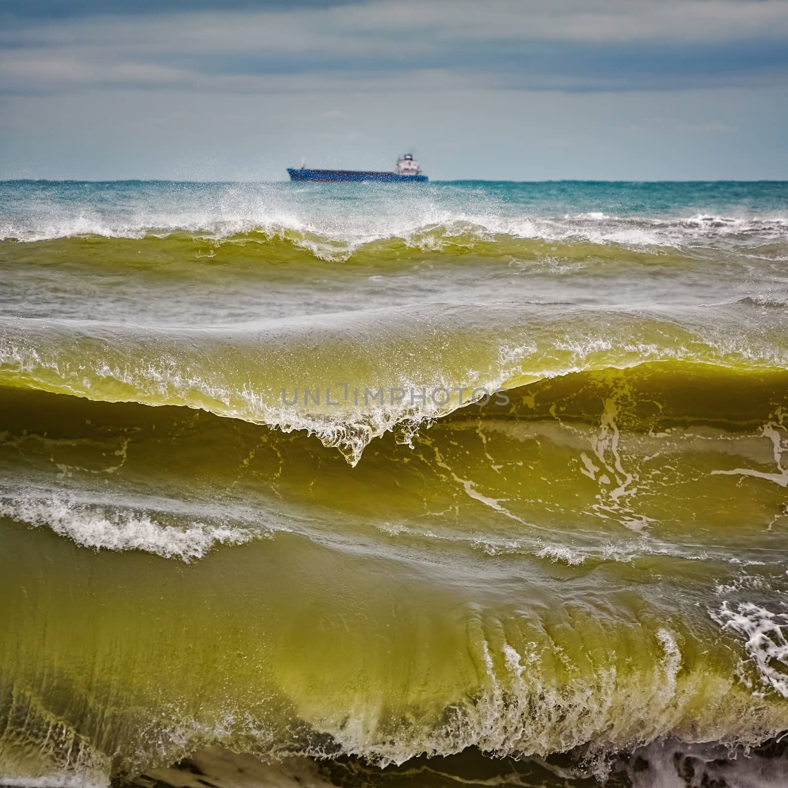 Waves During the Storm on Black Sea