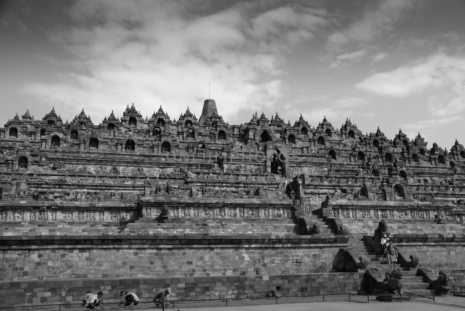 Majestic Borobudur Temple with a clear blue skies by craigansibin