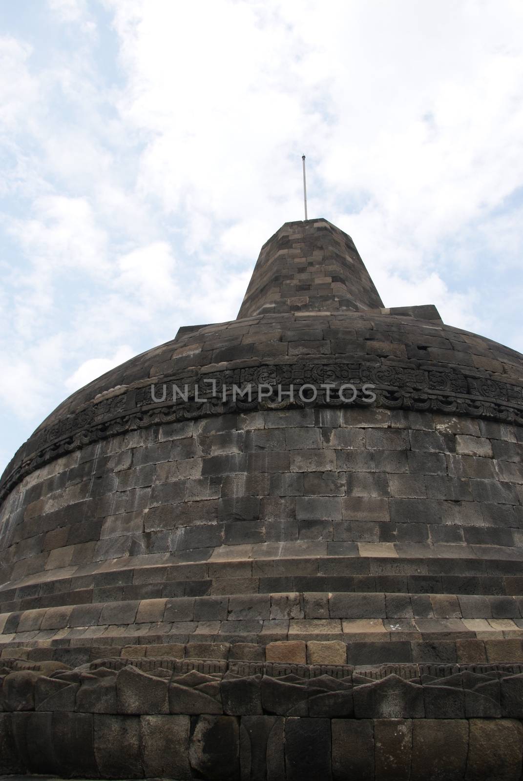 Around the circular platforms are 72 openwork stupas, each containing a statue of the Buddha. by craigansibin