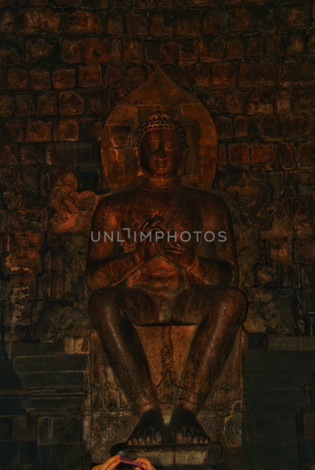 Inside the historical complex of Mendut Temple in Indonesia