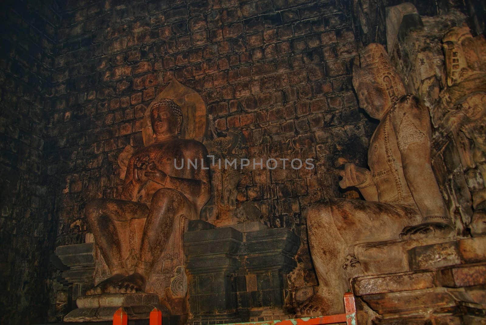 Inside the historical complex of Mendut Temple in Indonesia