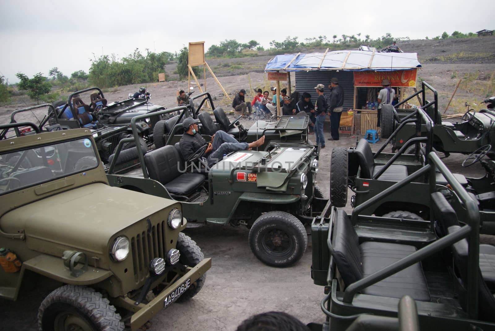 Our ride - the jeep / superbike at the foot of Mount Merapi