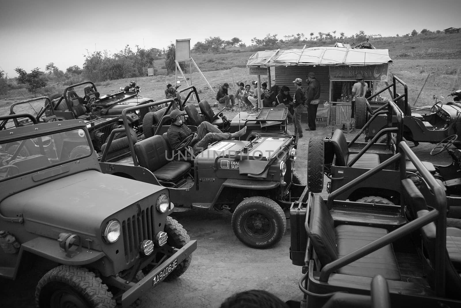 Our ride - the jeep / superbike at the foot of Mount Merapi