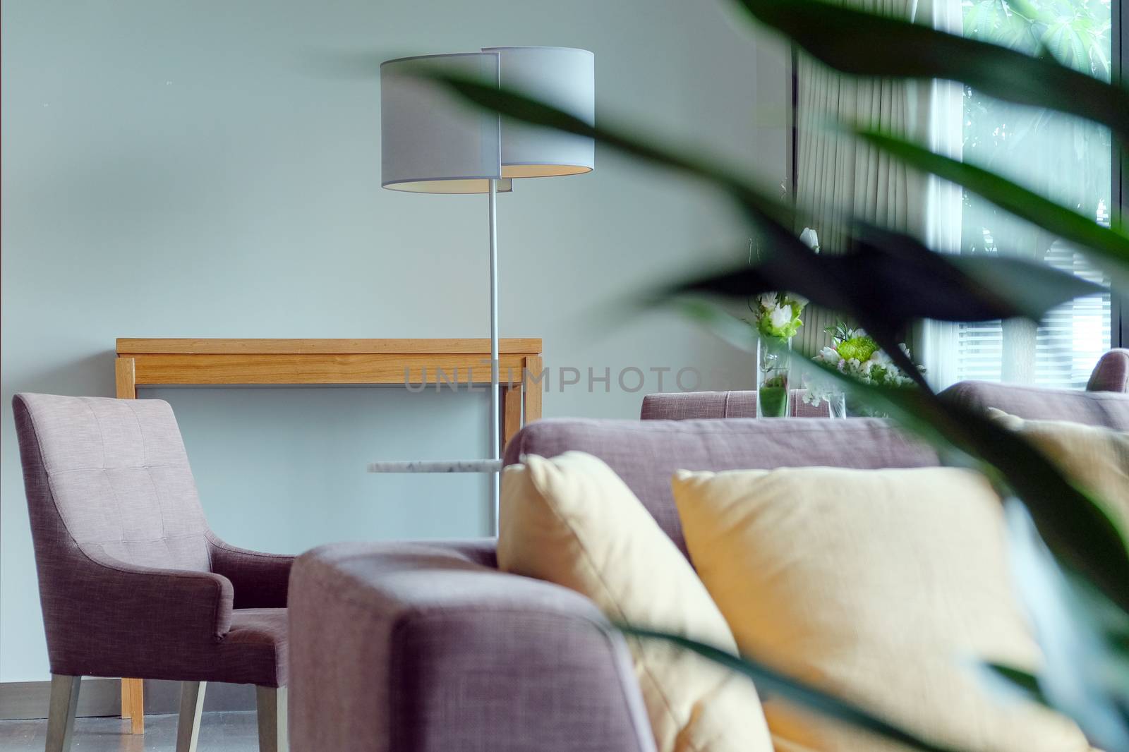Detail of sofa in living room interior