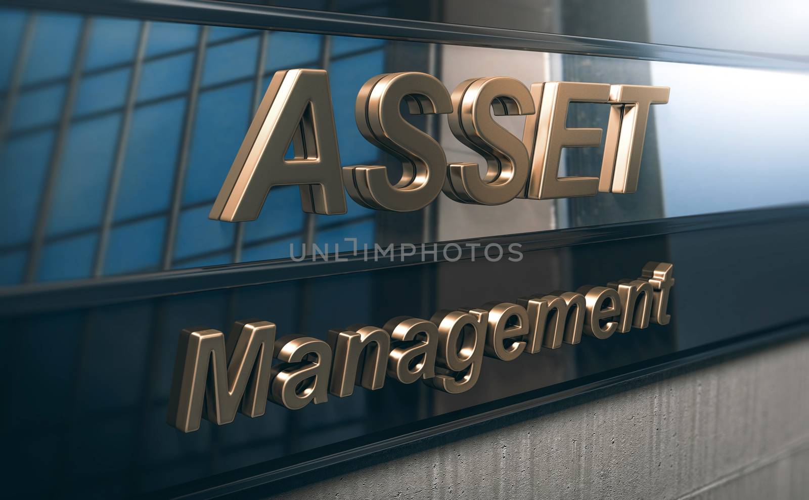 3D illustration of serious asset management company buiding facade