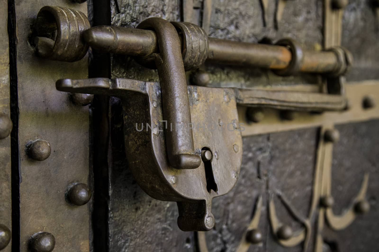 Old security padlock, protection detail, lock