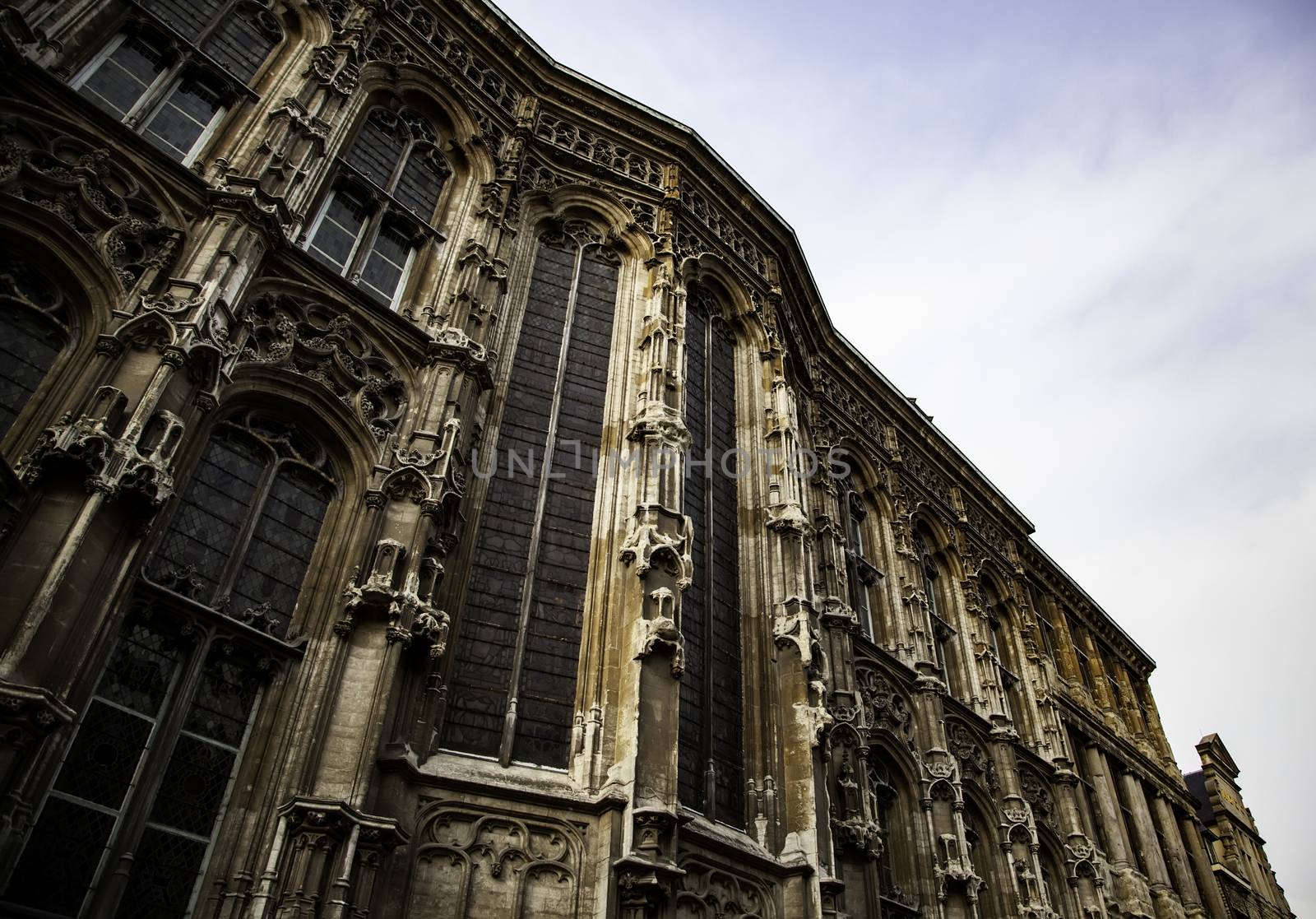 Old building in the city of Ghent, tourism in Europe, Belgium in September