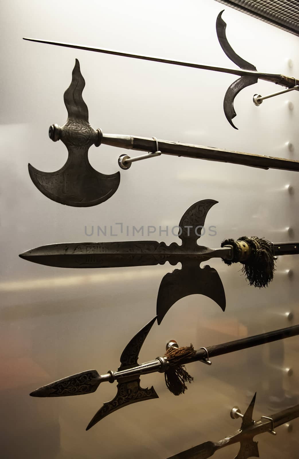 Ancient medieval spears, detail of weapons of war