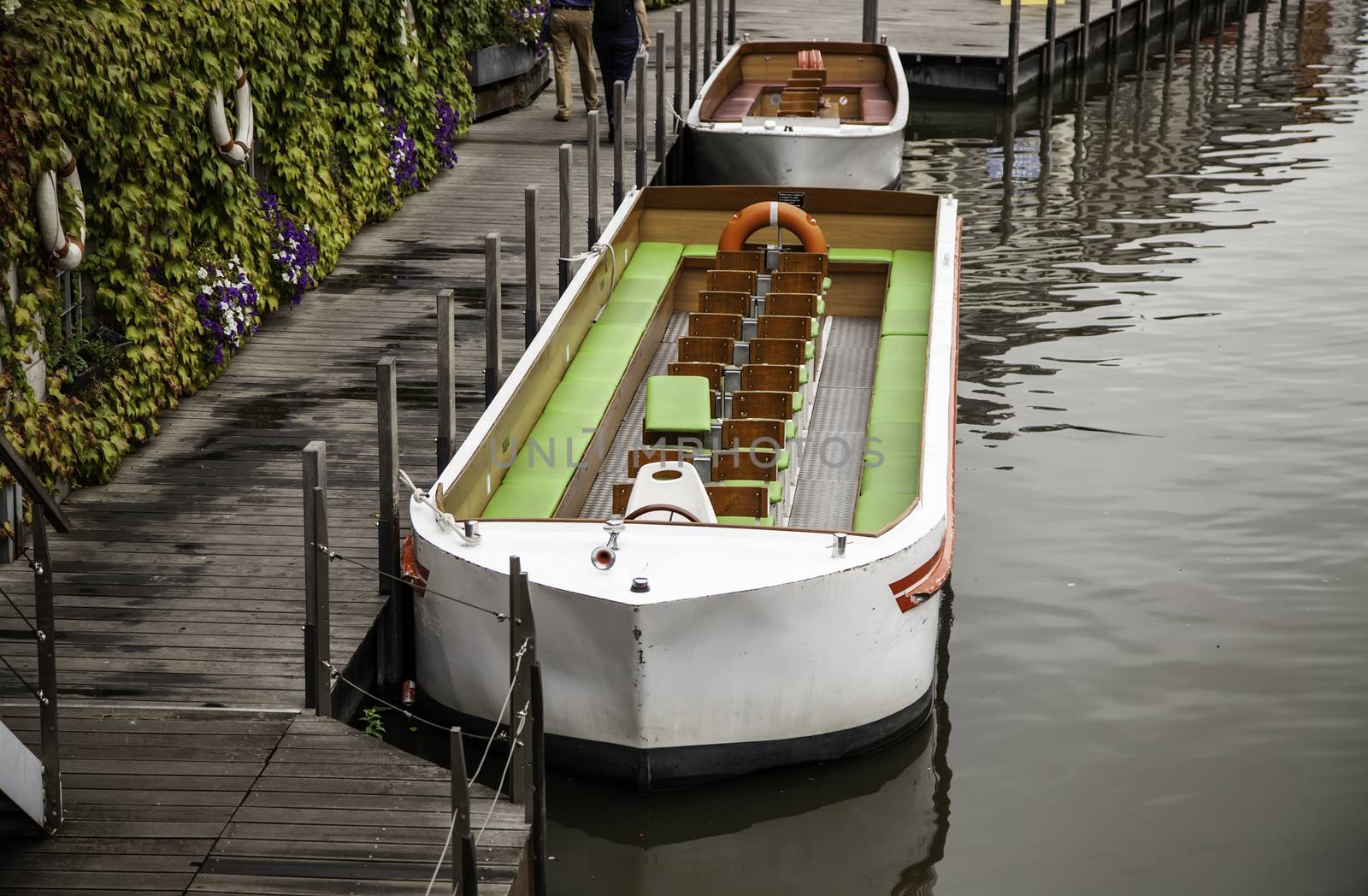 Boat on the canal in belgium, detail of transport by water