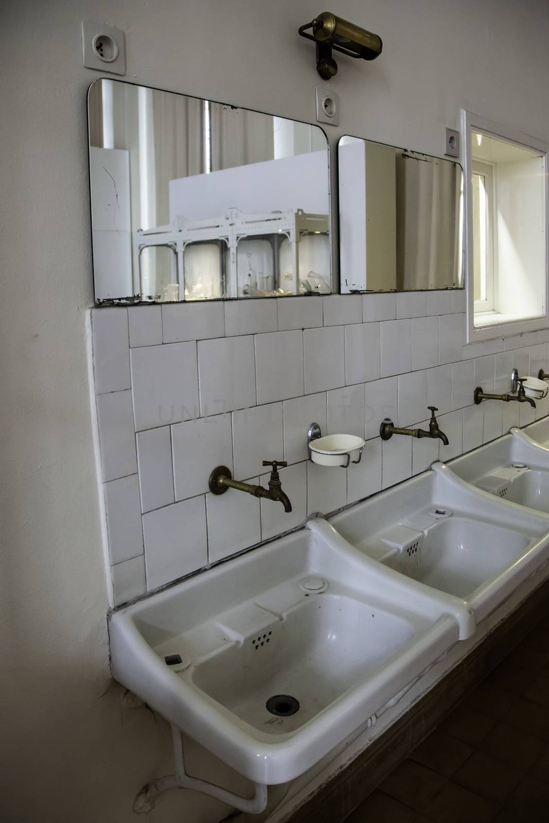 Old ceramic basin, cleaning and toilet detail