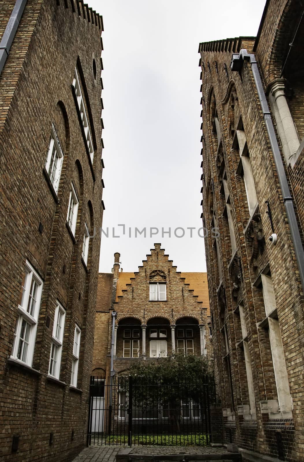 House typical of bruges, detail of medieval houses, tourism in Belgium, Europe
