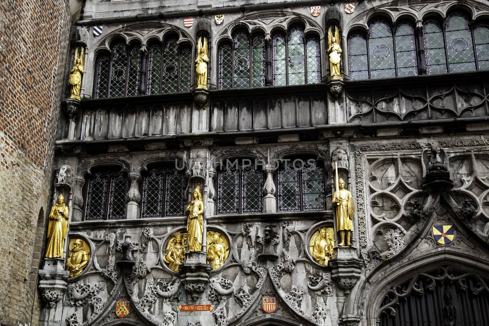 Basilica of the blood in the city of Bruges, detail of religious building