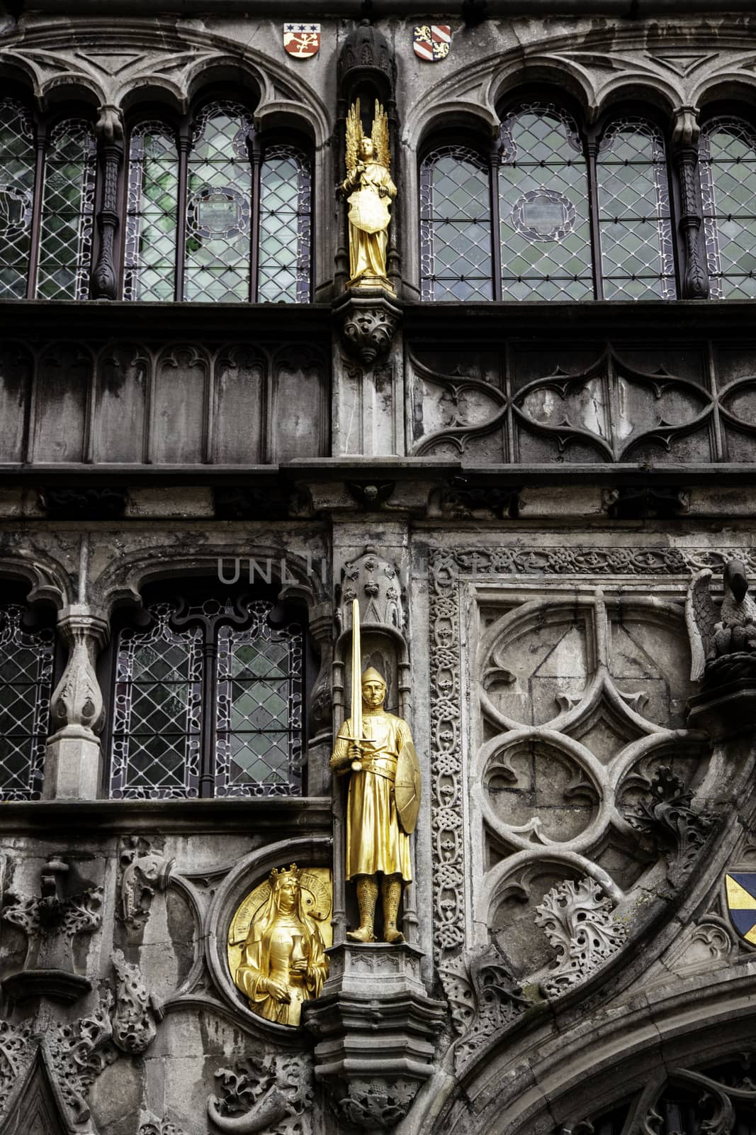 Basilica of the blood in the city of Bruges, detail of religious building