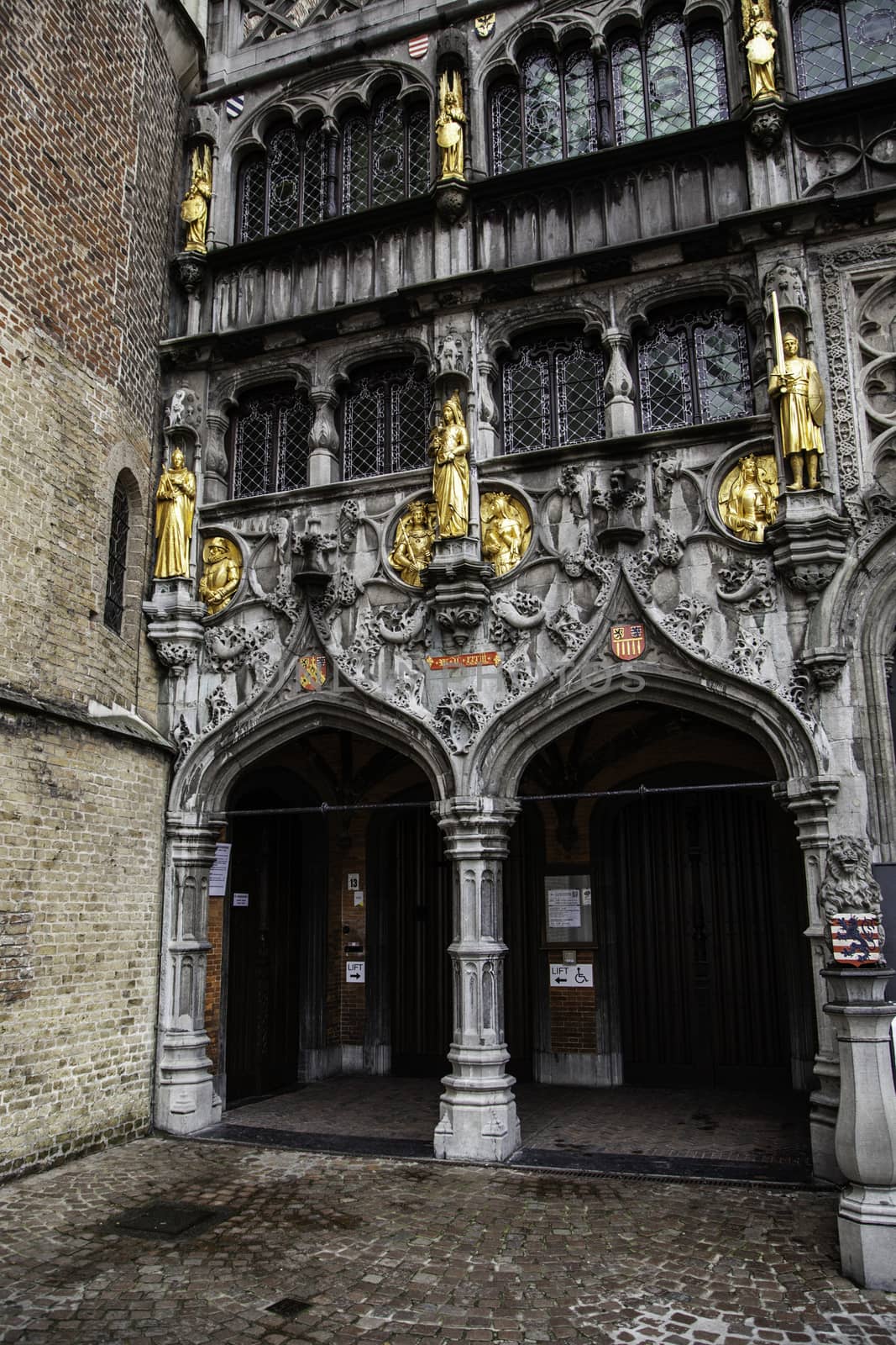 Basilica of the blood in the city of Bruges, detail of religious building
