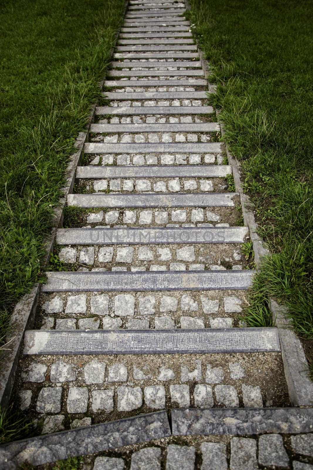 Medieval stone stairs, detail of stone steps