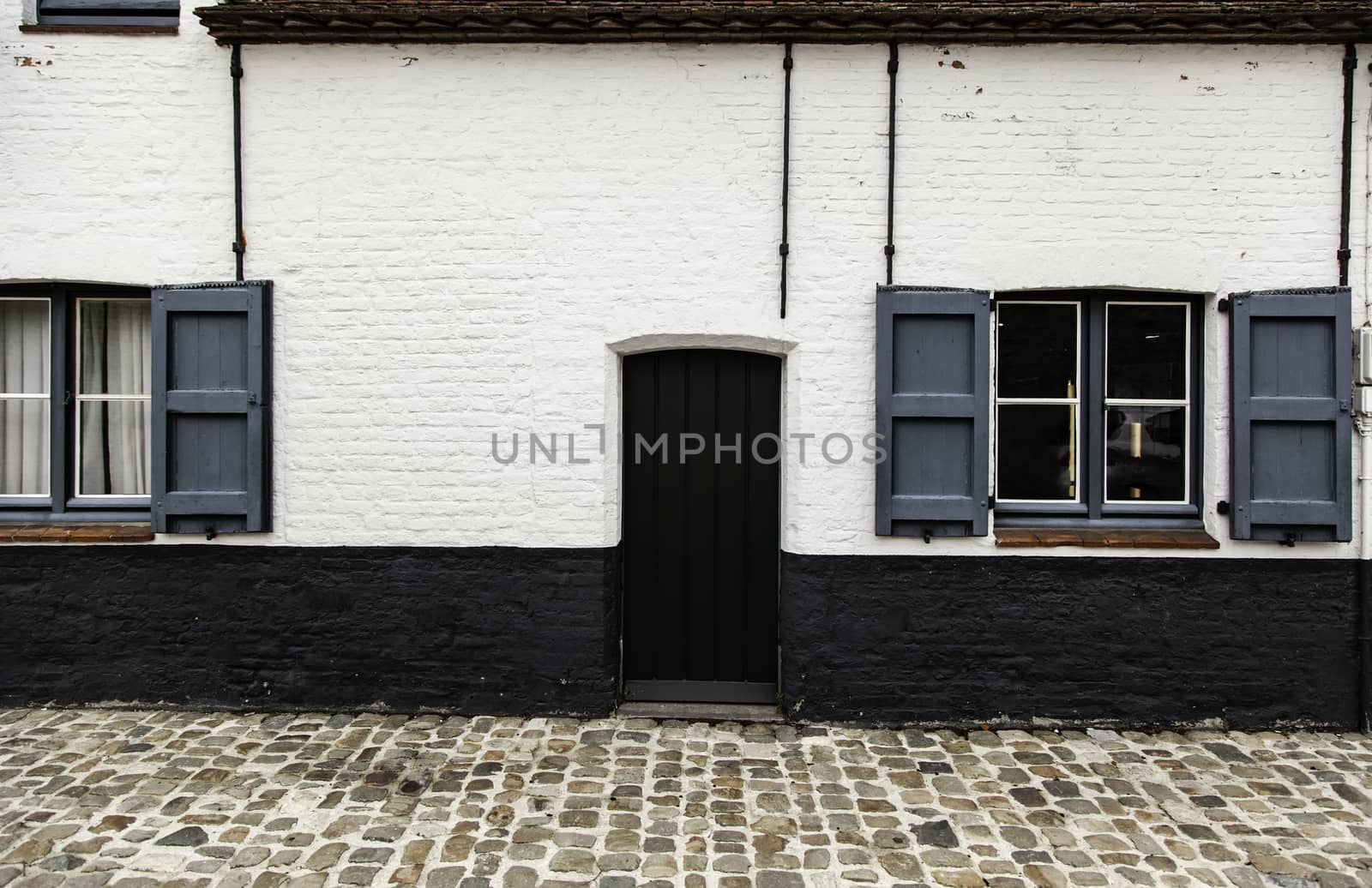 House typical of bruges, detail of medieval houses, tourism in Belgium, Europe