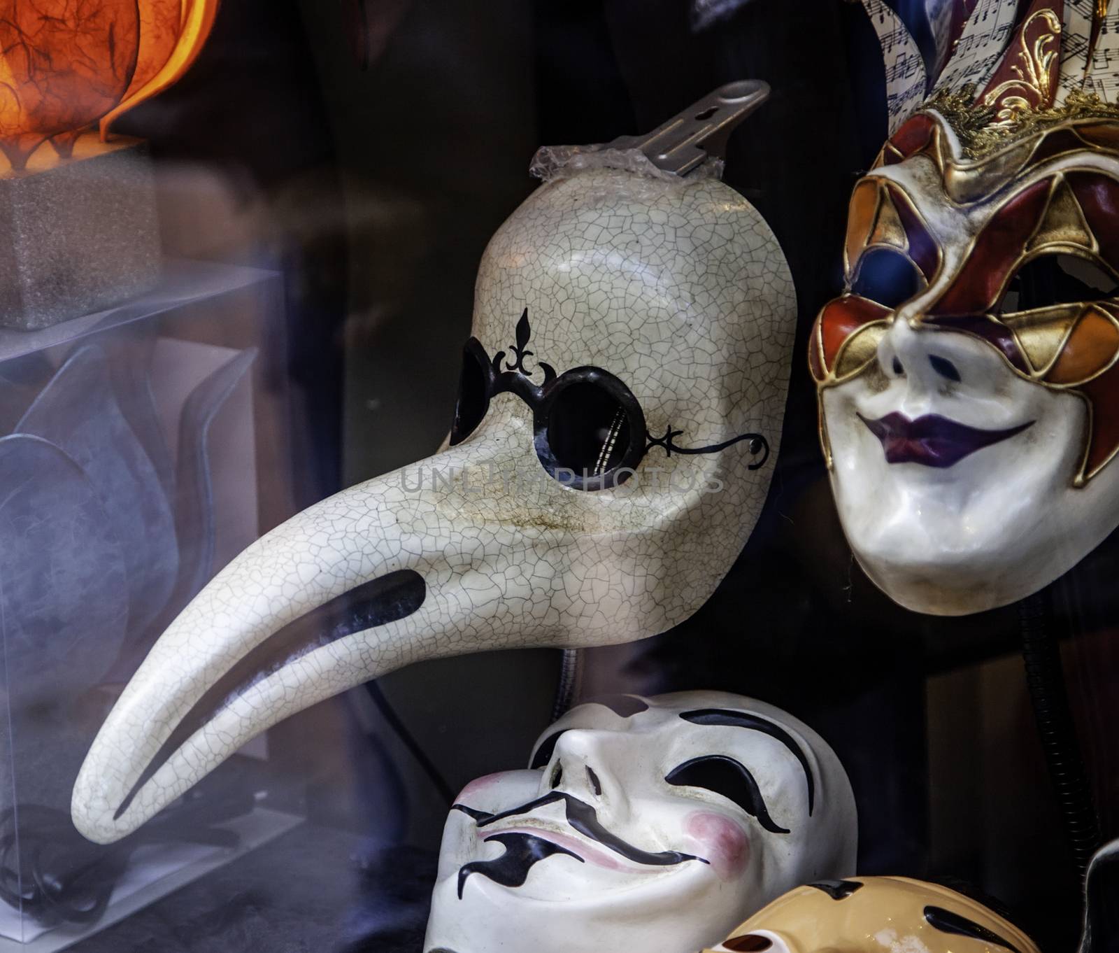 Venetian masks artisans, detail of ancient carnival costume