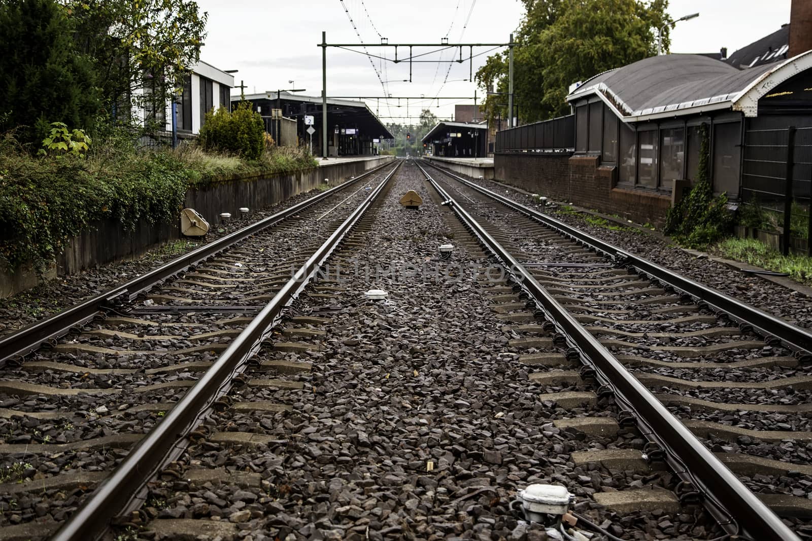 Train tracks in a station by esebene