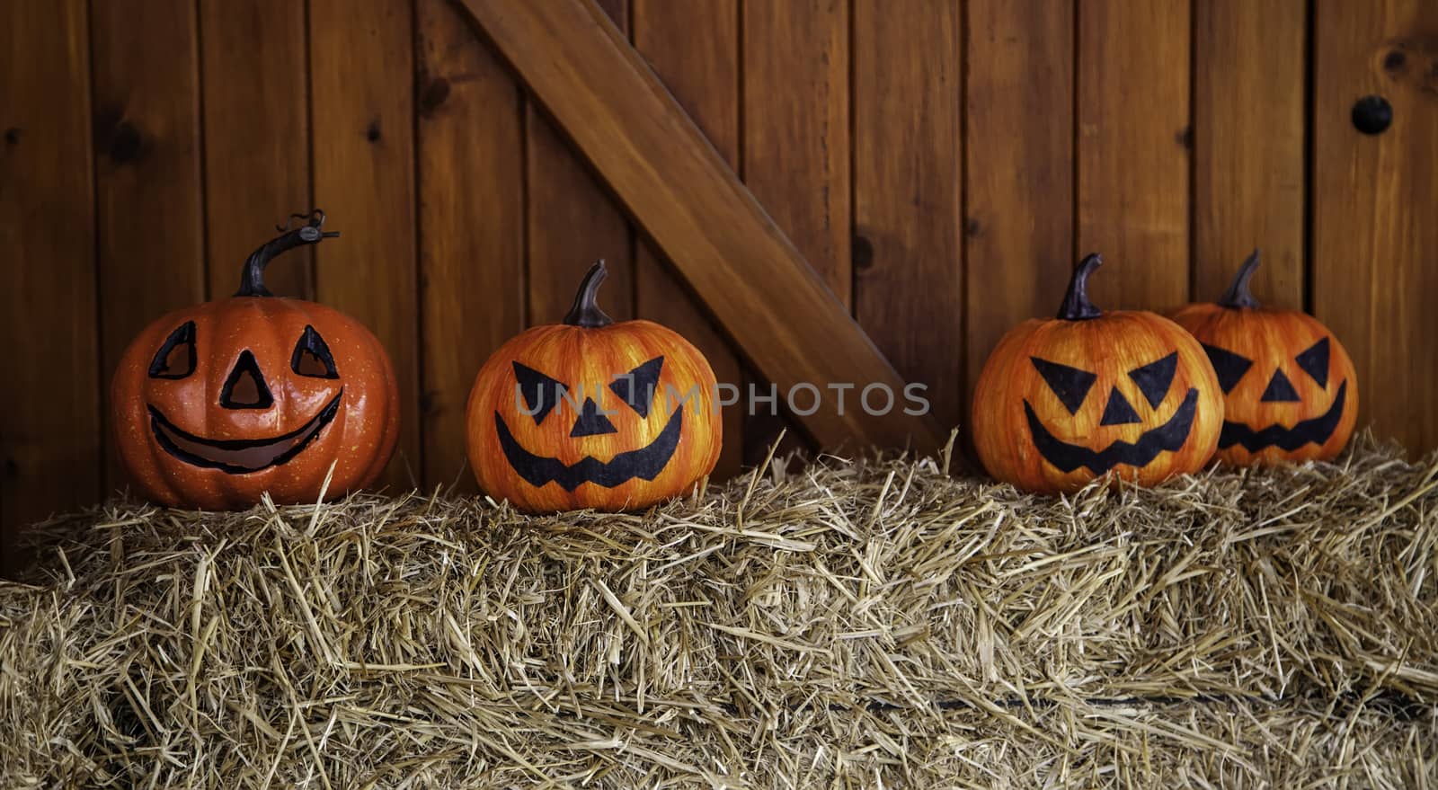 Scary halloween pumpkins, party and celebration detail