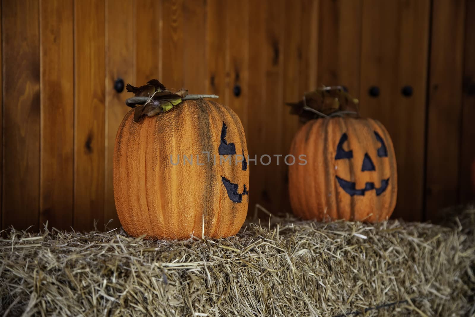 Scary halloween pumpkins, party and celebration detail