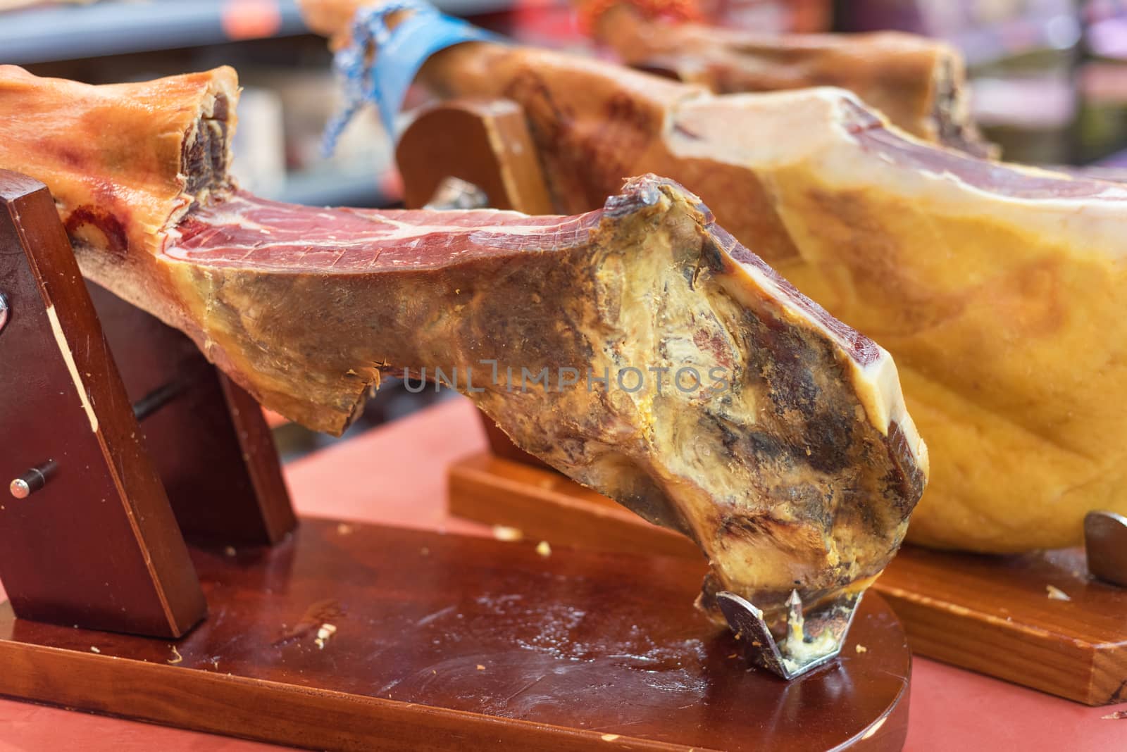 Spanish Ham. Jamon Serrano in ham holder by HERRAEZ