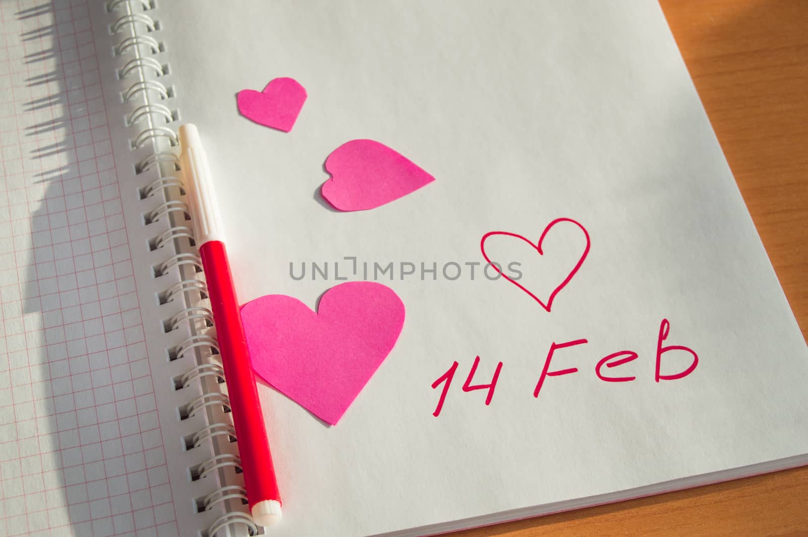 Notebook with hearts-free place for text Valentine's Day