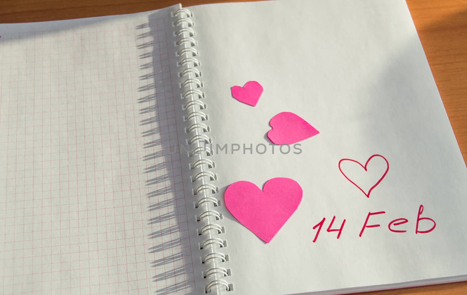 Notebook with hearts-free place for text Valentine's Day