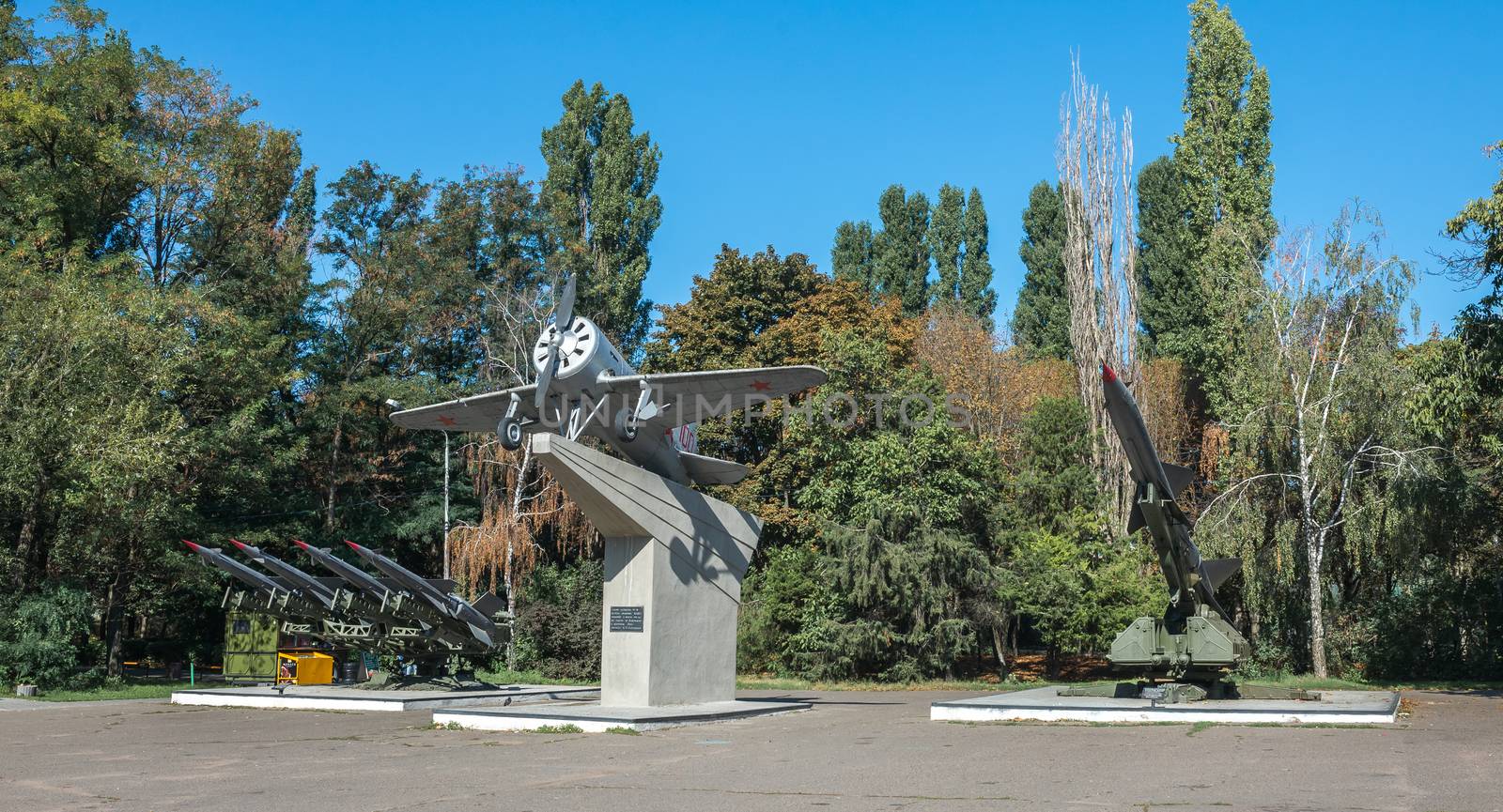 Odessa, Ukraine - 09.18.2018. Memorial of the heroic defense of Odessa in a sunny summer day. Coastal artillery no. 411