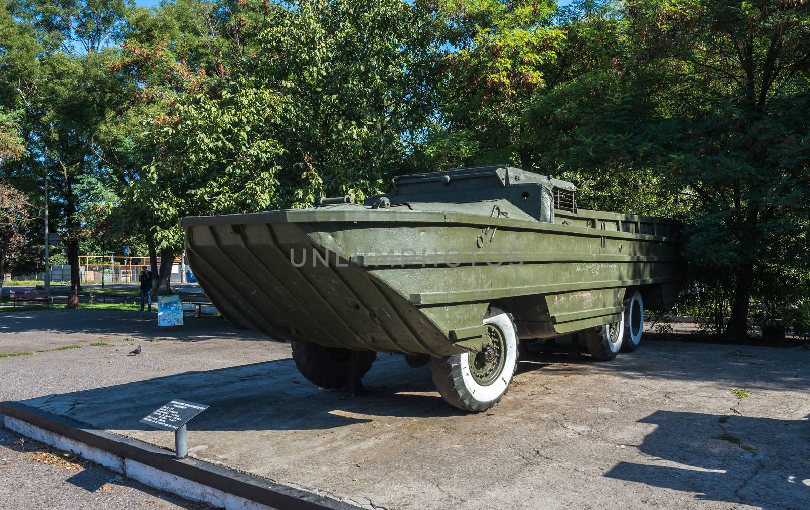 Odessa, Ukraine - 09.18.2018. Memorial of the heroic defense of Odessa in a sunny summer day. Coastal artillery no. 411