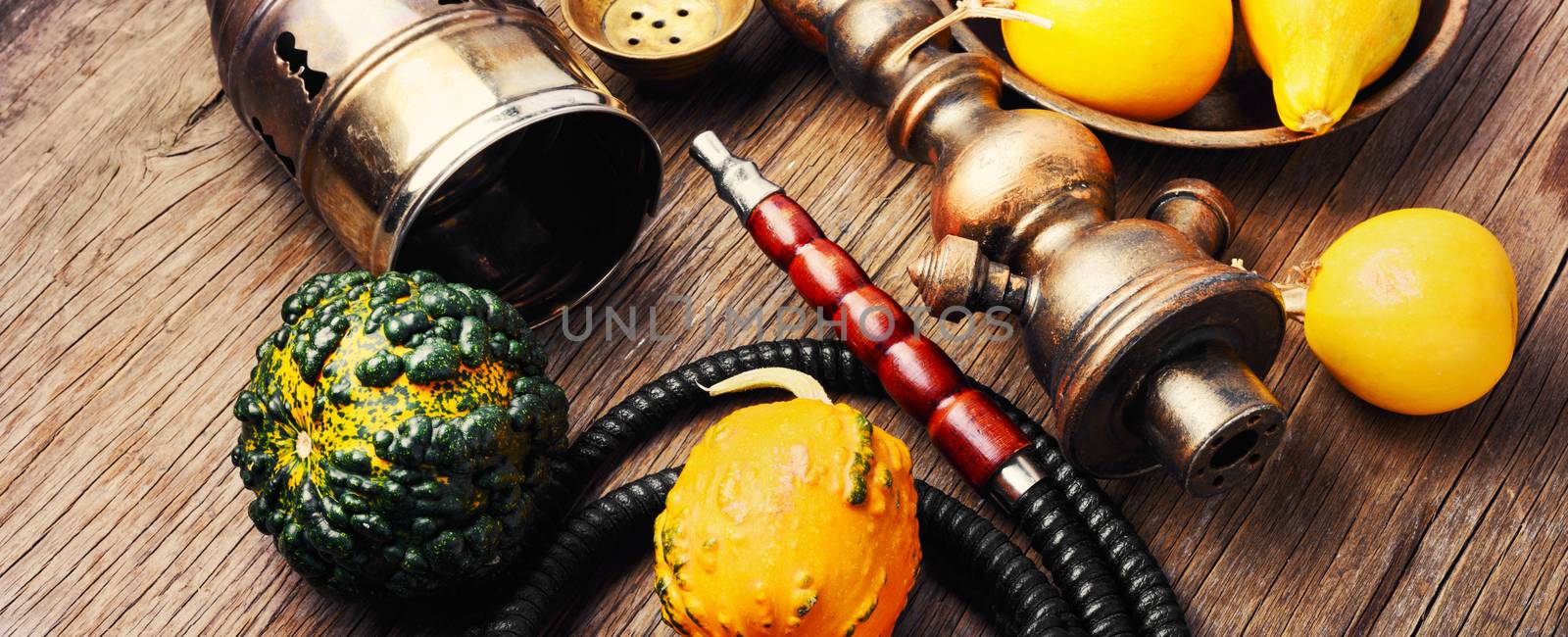 East shisha hookah with aroma pumpkin for relax.Pumpkin shisha