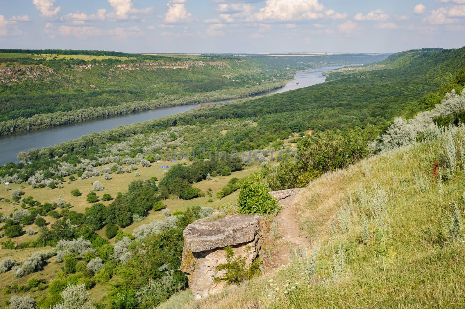 Typical view of Dniester river at the north of Moldova