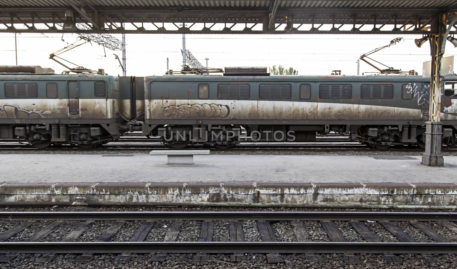 Train station, detail of a transport train station, public transport