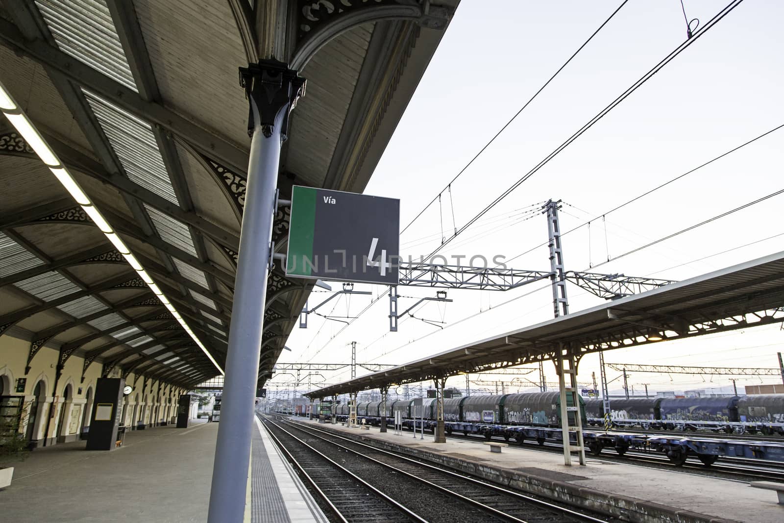 Train station, detail of a transport train station, public transport