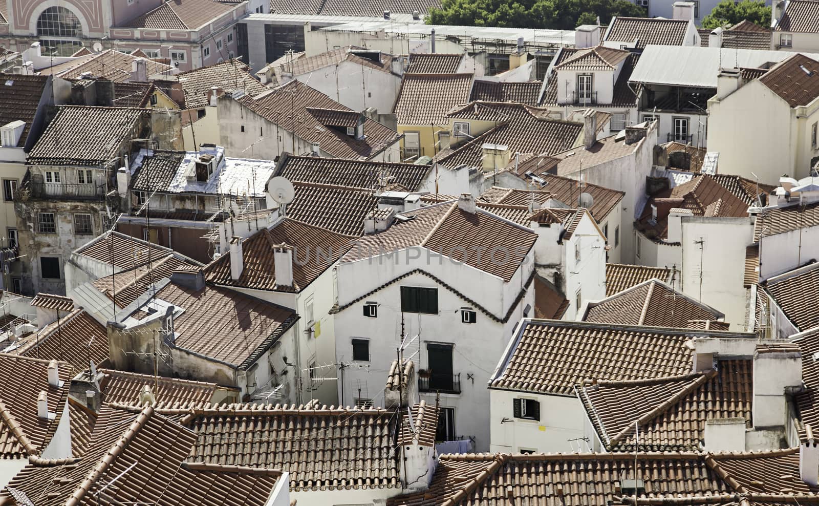 Panoramic view of Lisbon, detail of the capital of Portugal, to...