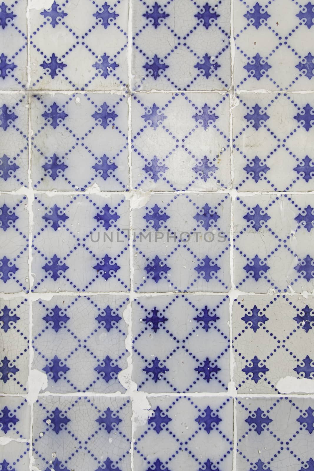Typical decorative tiles, antique tiles detail Lisbon, art and decoration