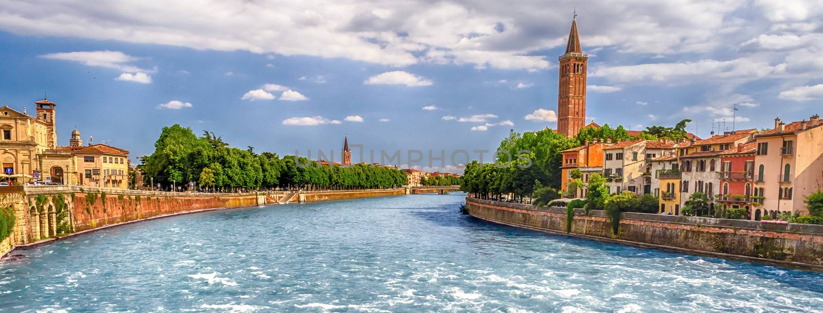 View Over Adige River in Verona, Italy by marcorubino