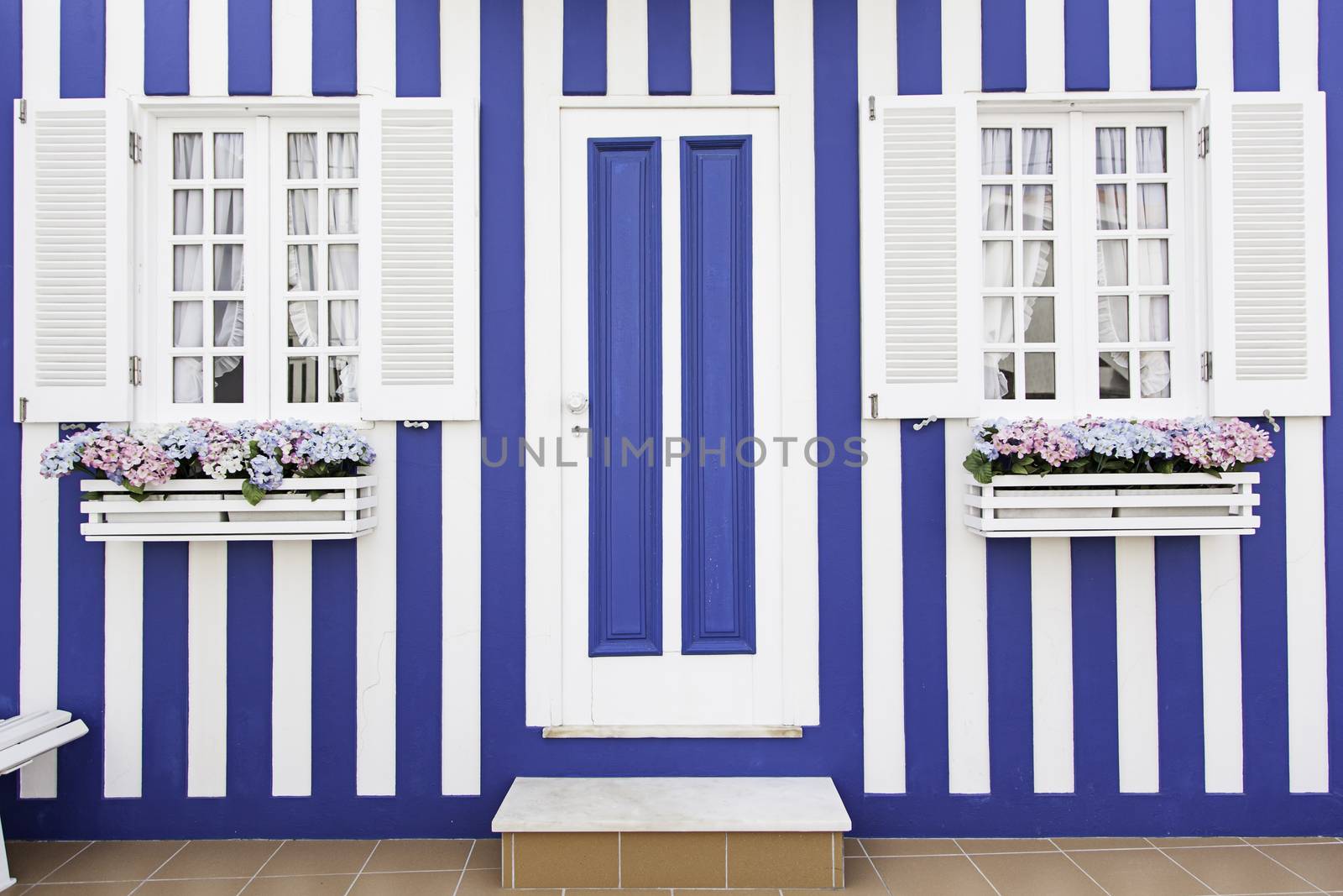 Detail of a typical facade of Aveiro, Portugal Typical decoration, architecture