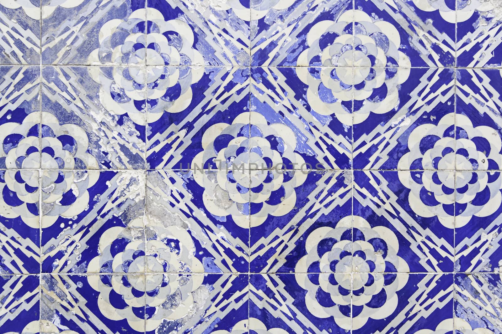 Typical decorative tiles, antique tiles detail Lisbon, art and decoration