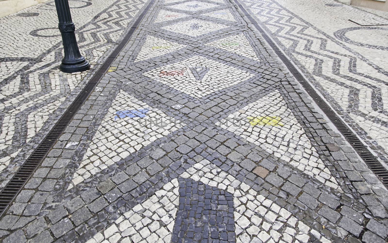 Mosaic floor, detail of a typical floor of the streets of Lisbon