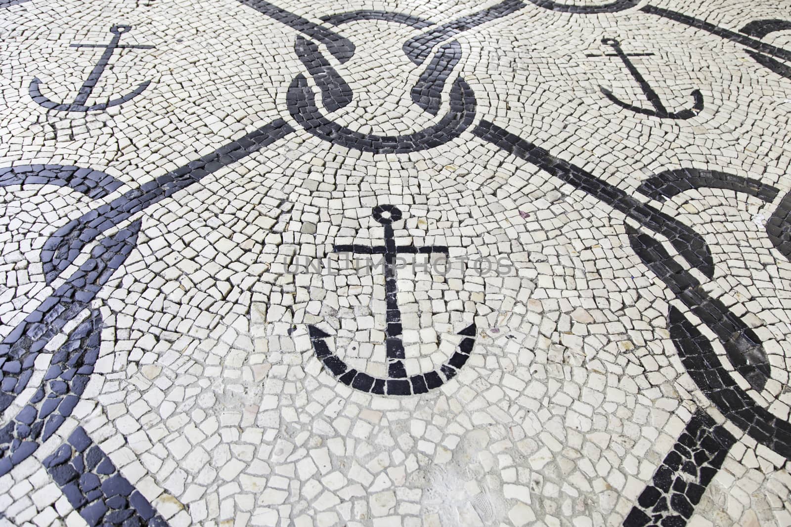 Mosaic floor, detail of a typical floor of the streets of Lisbon