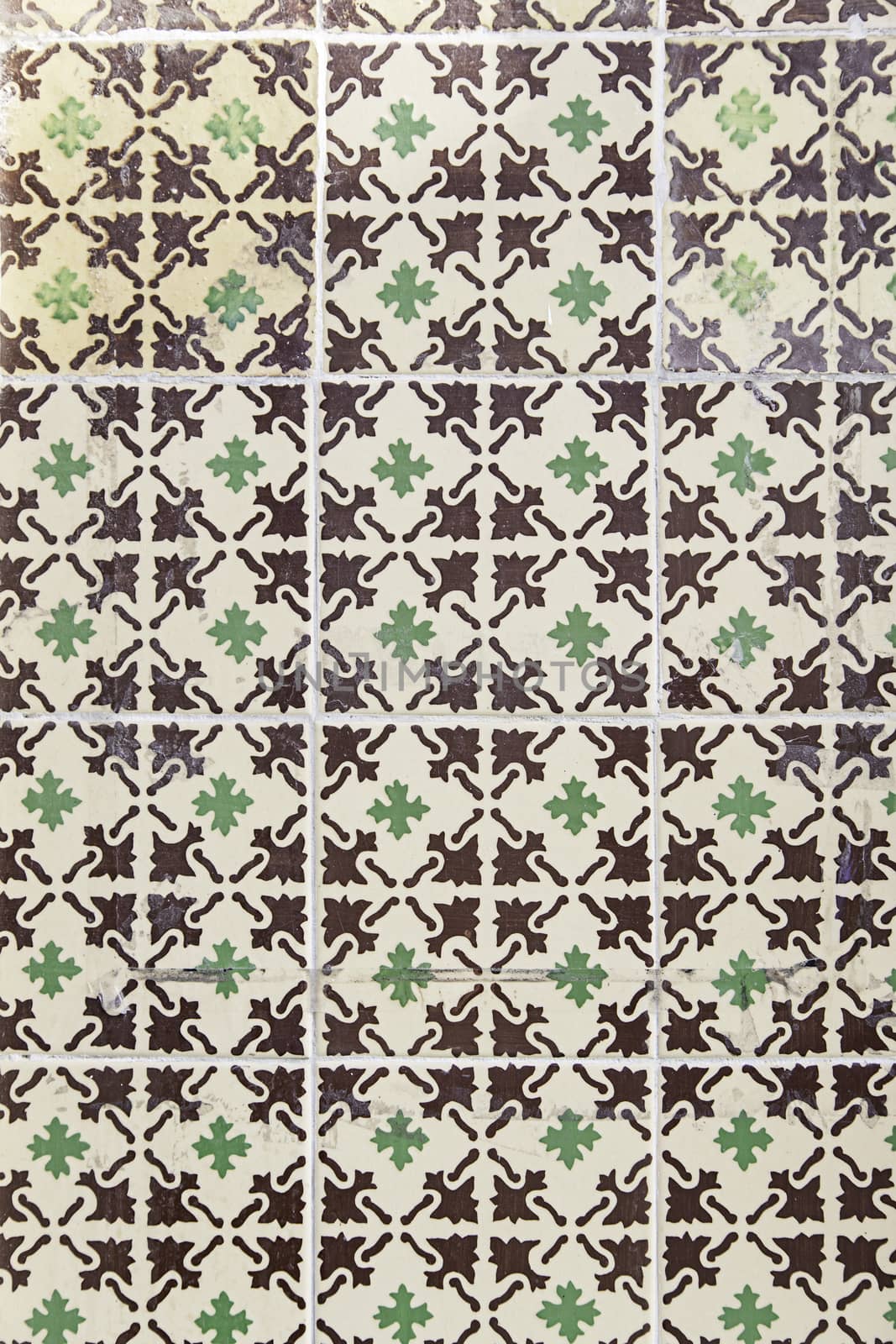 Typical decorative tiles, antique tiles detail Lisbon, art and decoration